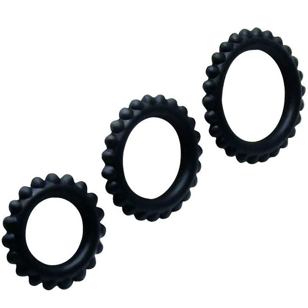 Baile - Titan Set 3Pcs Cock Ring Black 2.8 + 2.4 + 1.9 Cm