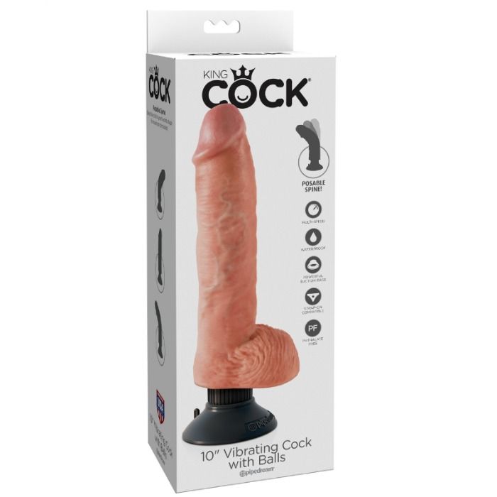 King Cock - 25.5 Cm Vibrating Cock With Balls Flesh