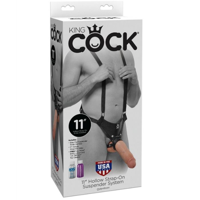 King Cock - 28 Cm Hollow Strap-On Suspender System Flesh