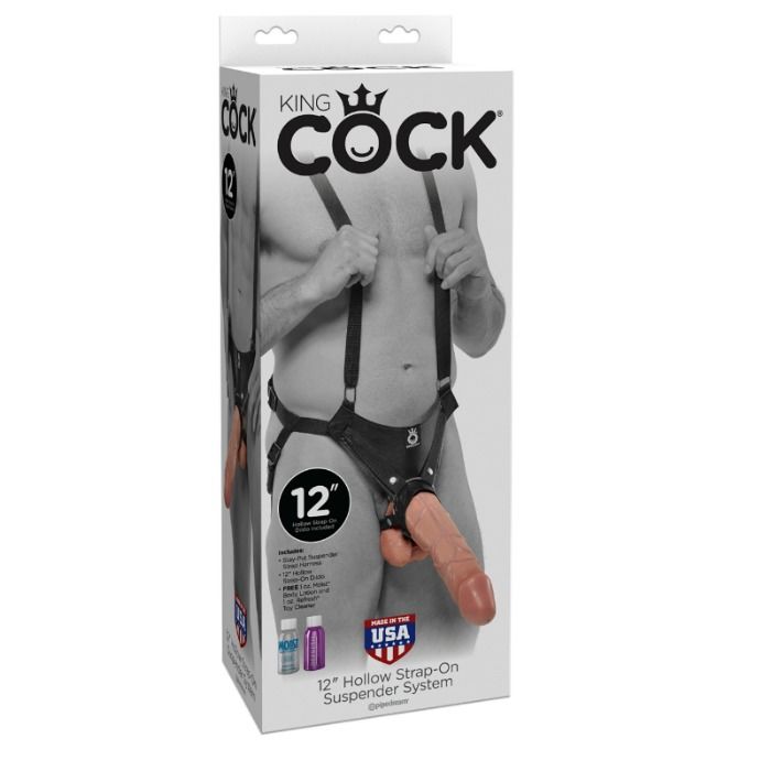 King Cock - 30.5 Cm Hollow Strap-On Suspender System - Flesh