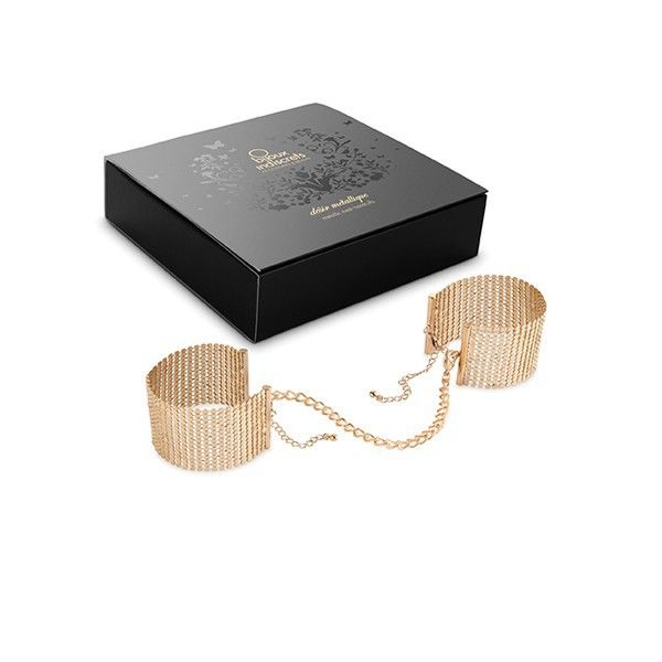 Bijoux - D�Sir M�Tallique Golden Metal Mesh Handcuffs