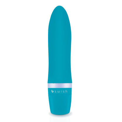 Experience versatile pleasure with the B Swish Bcute Clitoral Stimulator. Compact, submersible, and made with silky silicone. Adjustable vibrations in blue, pink, or purple.12