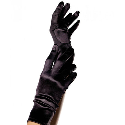 Leg Avenue short satin gloves in white