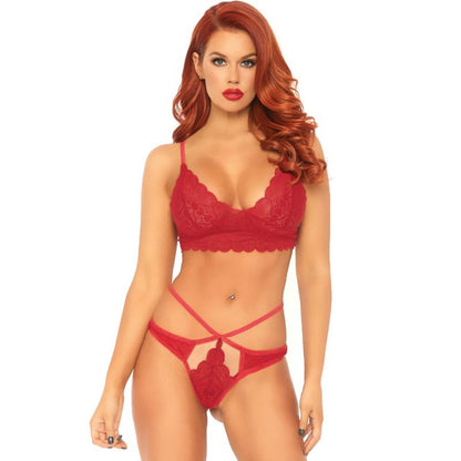 Leg Avenue - 2 Pieces Set Lace Bralette And Thong S/M