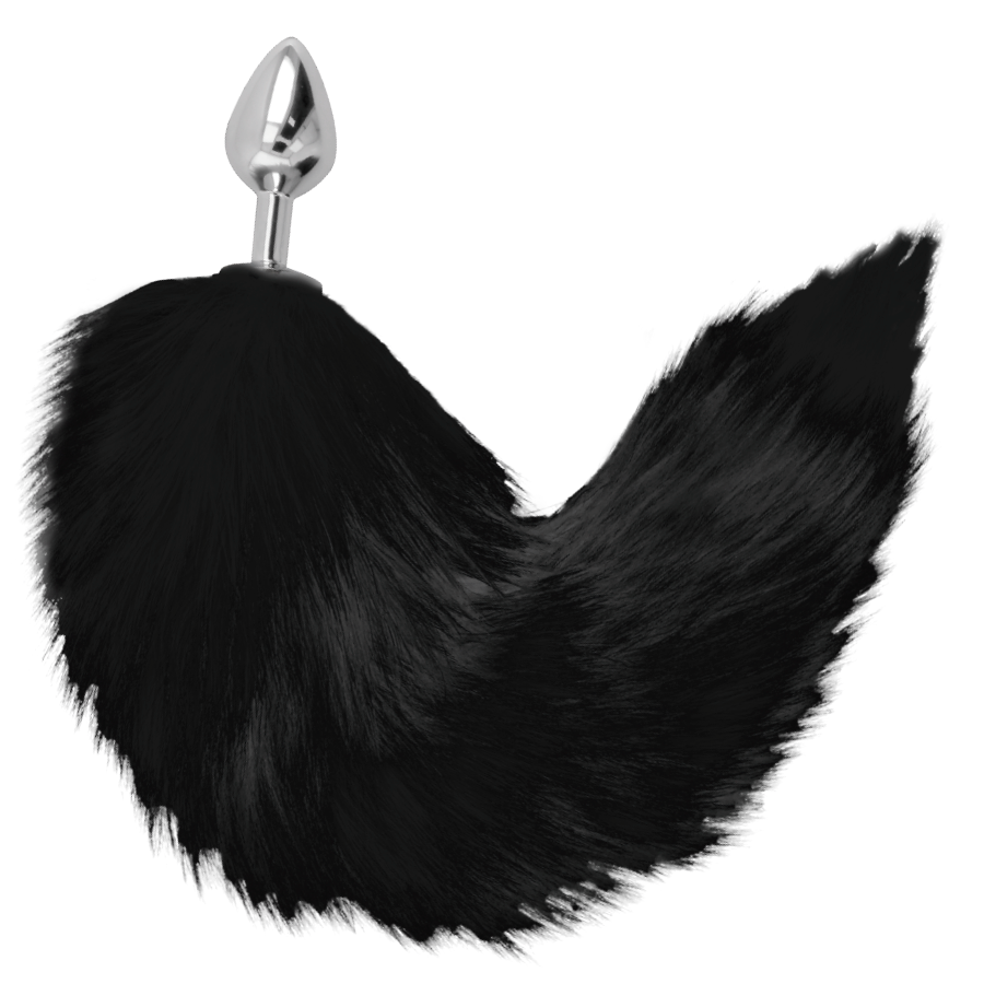 Darkness - Silver Anal Plug 8 Cm With Black Tail