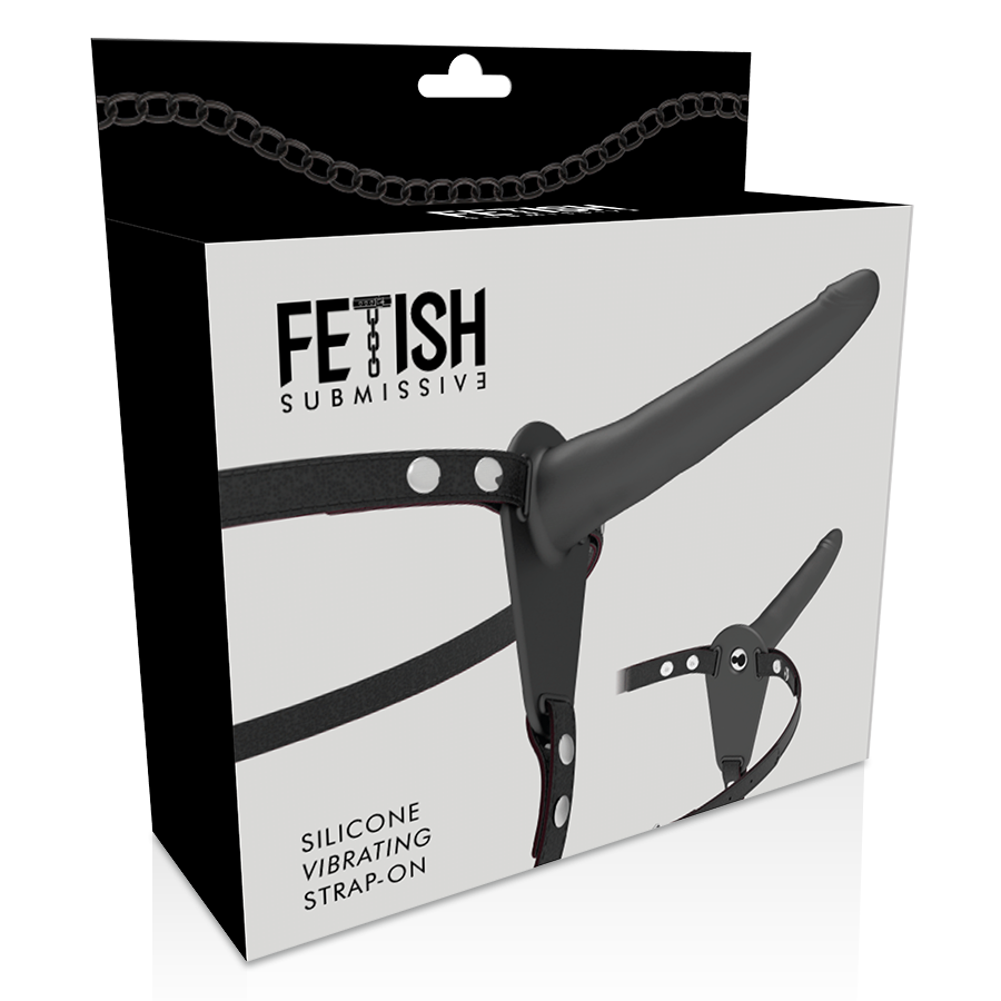 Fetish Submissive Harness - Black Silicone Vibrator 15 Cm