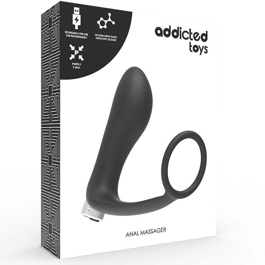 Explore anal play with the Addicted Toys Prostatic Cock Ring Vibrator. Medical-grade silicone, USB rechargeable, waterproof, and designed for intense male pleasure6
