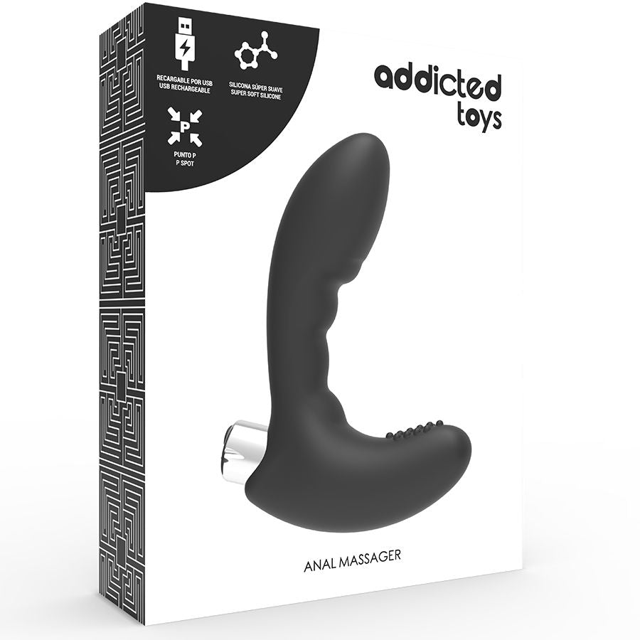 Discover new sensations with Addicted Toys Prostatic Vibrator Anal Play. Hypoallergenic silicone, USB rechargeable, waterproof, and designed for ultimate male pleasure.6