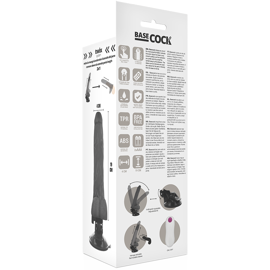 Basecock - Realistic Vibrator Remote Control Black 19 Cm -O- 4 Cm