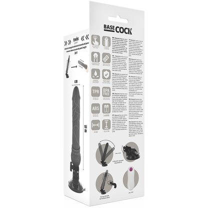 Basecock - Realistic Vibrator Remote Control Black 19.5 Cm -O- 4 Cm