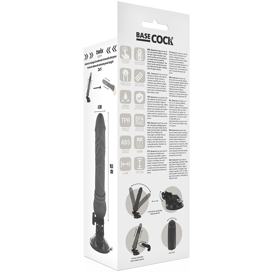 Basecock - Realistic Vibrator Remote Control Black 19.5 Cm -O- 4 Cm