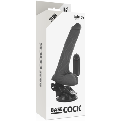 Basecock - Realistic Black Remote Control Vibrator With Testicles 20 Cm -O- 4 Cm