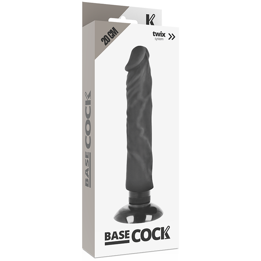 Basecock - Realistic Vibrator 2-1 Black 20 Cm -O- 4 Cm