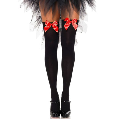 Leg Avenue nylon stockings with bow in red
