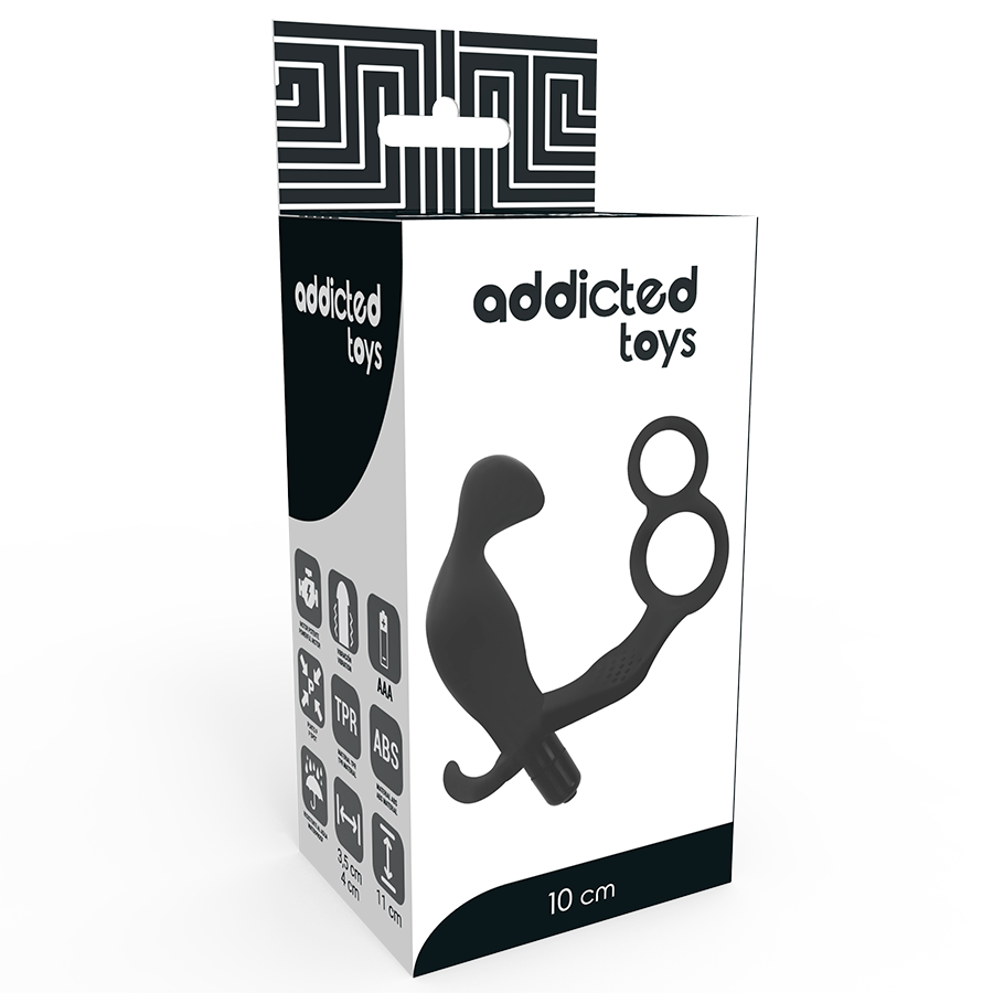 Discover unparalleled pleasure with the Addicted Toys Anal Plug Double Penis Ring, featuring a vibrating motor and soft TPR material for ultimate comfort.3