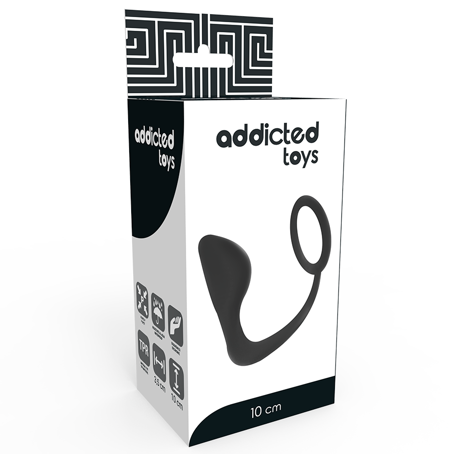 Experience ultimate pleasure with the Addicted Toys Anal Plug Black Penis Ring, designed for dual stimulation and body-safe comfort.3