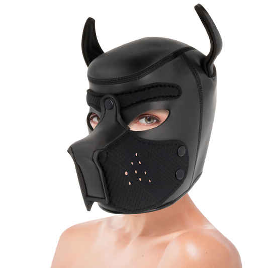 Darkness - Neoprene Dog Mask With Removable Muzzle L