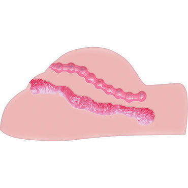 Act Fat Ass Fucker Masturbator Vibrator showing dual orifices and textured design