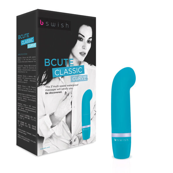 Discover the Bcute Classic Curve Massager, perfect for beginners and advanced users. Compact, quiet, submersible, with adjustable vibrations. Available in blue, purple, and pink.3