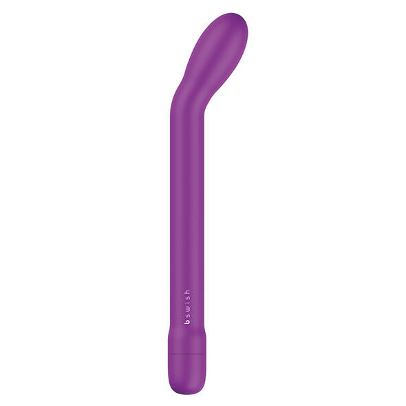 Discover intense pleasure with B Swish Bgee G-Spot Massager. 5 functions, angled tip, silky silicone, waterproof design, and 18cm length. Available in black, blue, and purple.3