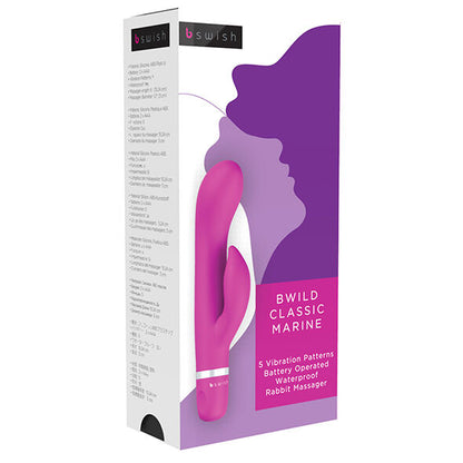 Experience powerful dual stimulation with the B Swish Bwild Rabbit Vibrator. Features 5 vibration modes, two motors, a G-spot curve, waterproof design, and silky silicone.3