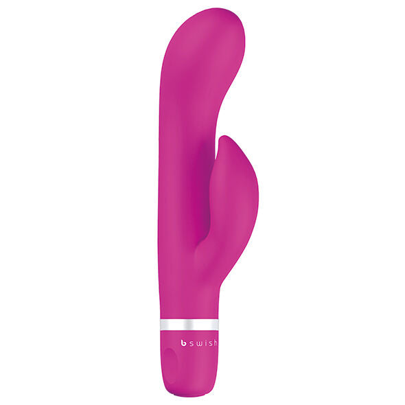 Experience powerful dual stimulation with the B Swish Bwild Rabbit Vibrator. Features 5 vibration modes, two motors, a G-spot curve, waterproof design, and silky silicone.1