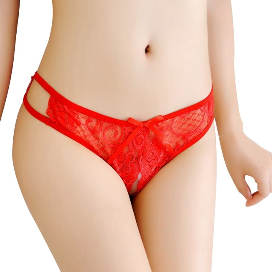 Queen Lingerie - Panties With Opening One Size Red