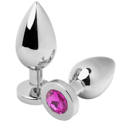 Metal Hard steel anal plug crystal base side view
