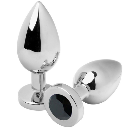 Metal Hard diamond steel butt plug with pink crystal base