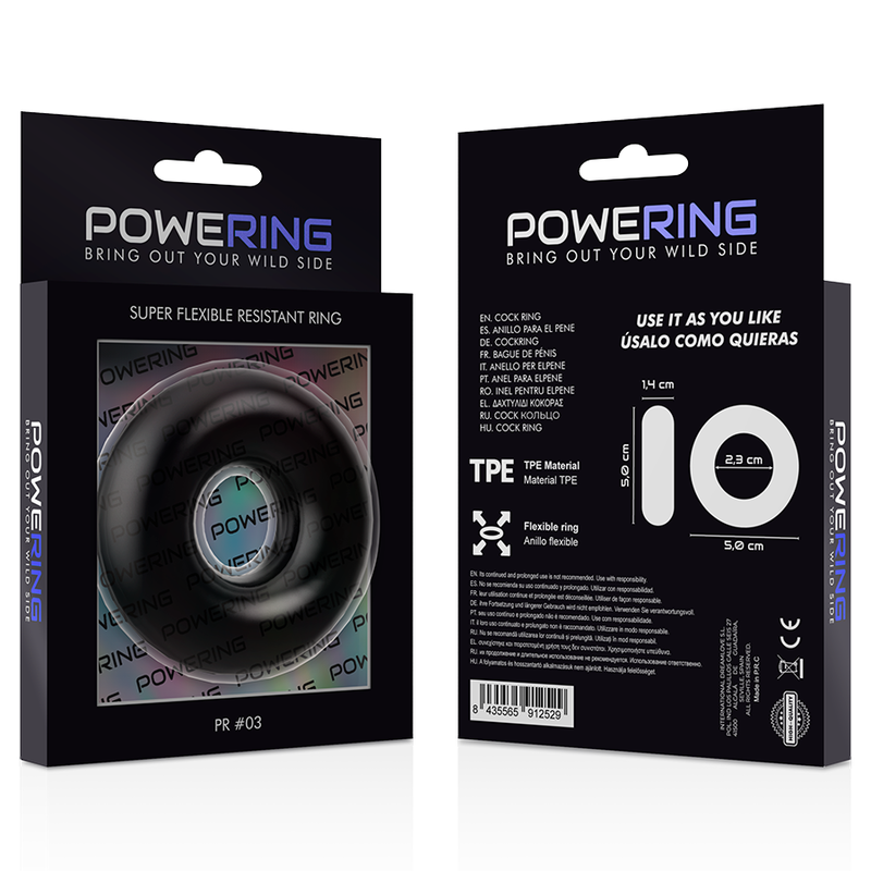 Powering - Super Flexible And Resistant Penis Ring 5Cm Pr03 Black