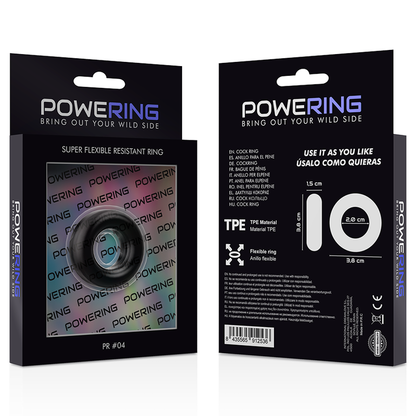 Powering - Super Flexible And Resistant Penis Ring 3.8Cm Pr04 Black