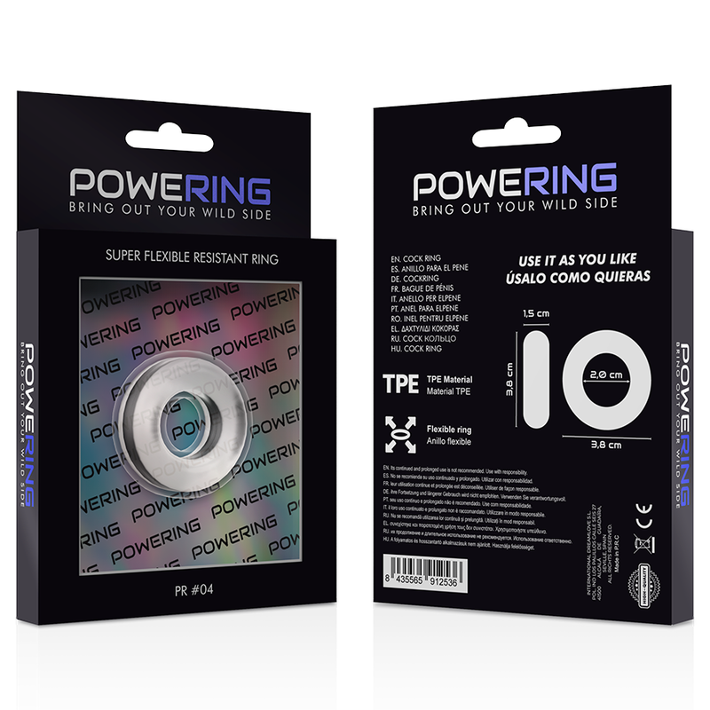 Powering - Super Flexible And Resistant Penis Ring 3.8Cm Pr04 Clear