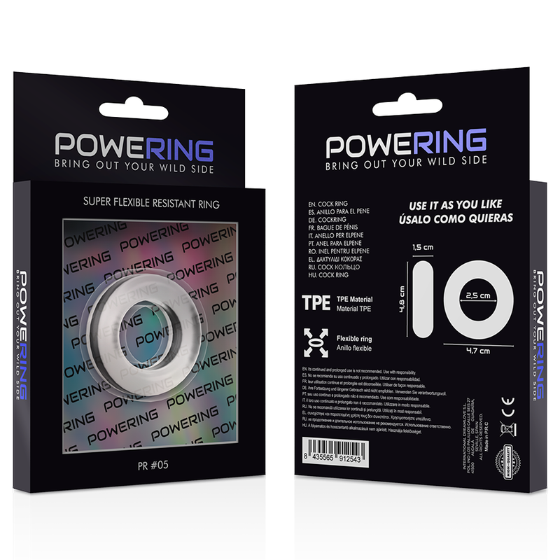 Powering - Super Flexible And Resistant Penis Ring 4.8Cm Pr05 Clear