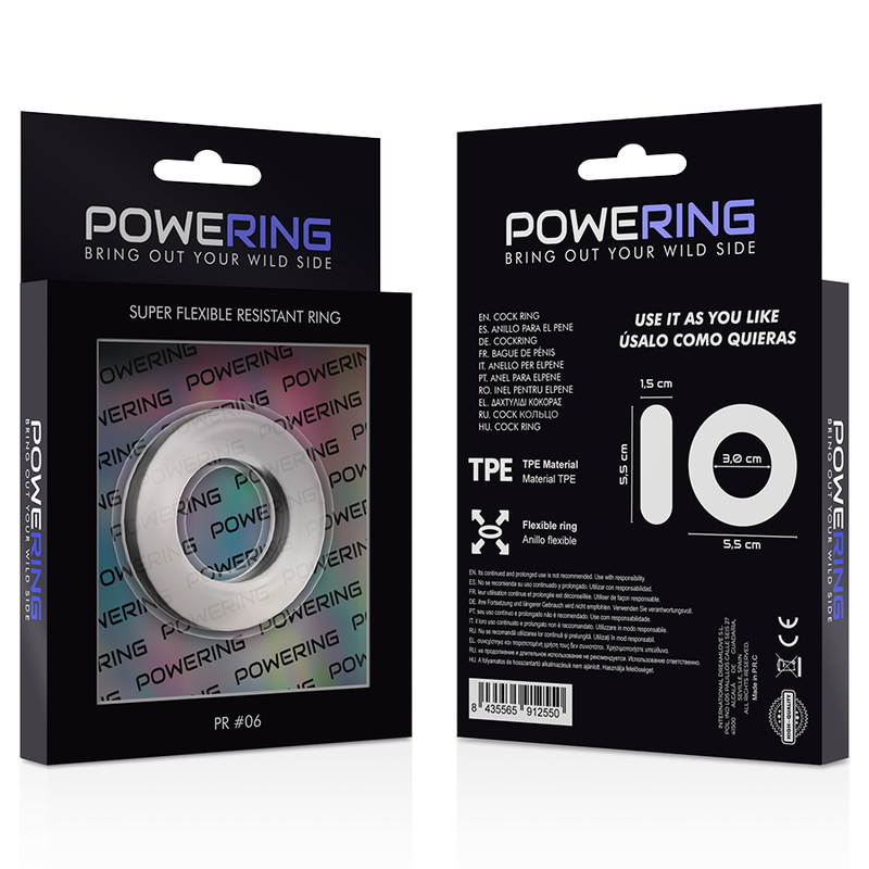 Powering - Super Flexible And Resistant Penis Ring 5.5Cm Pr06 Clear