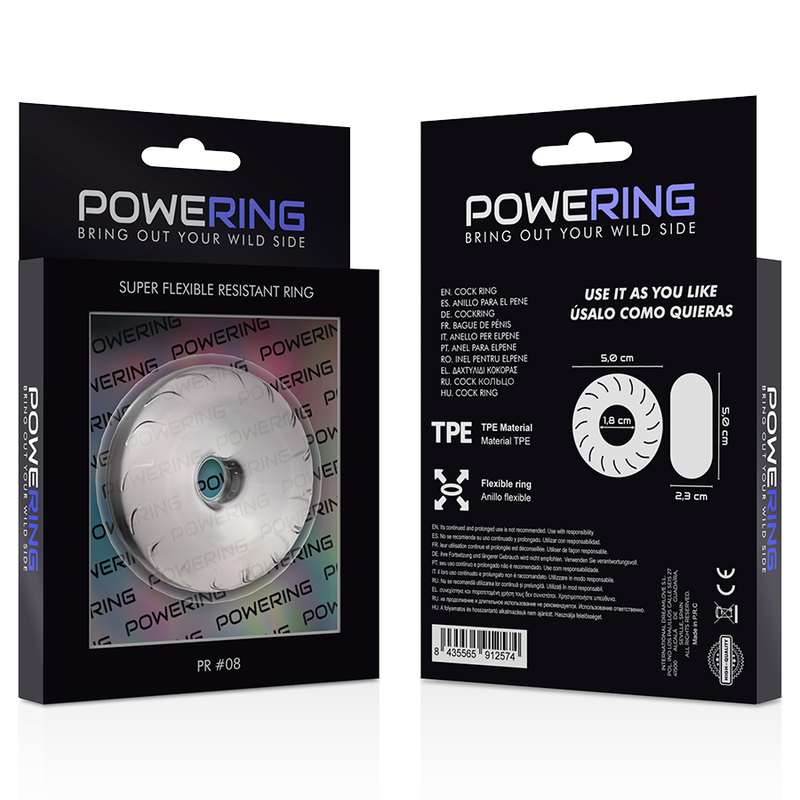 Powering - Super Flexible And Resistant Penis Ring 5Cm Pr08 Clear