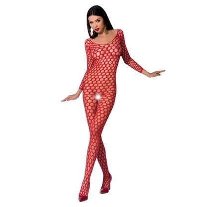 Passion BS077 lace fishnet body in red