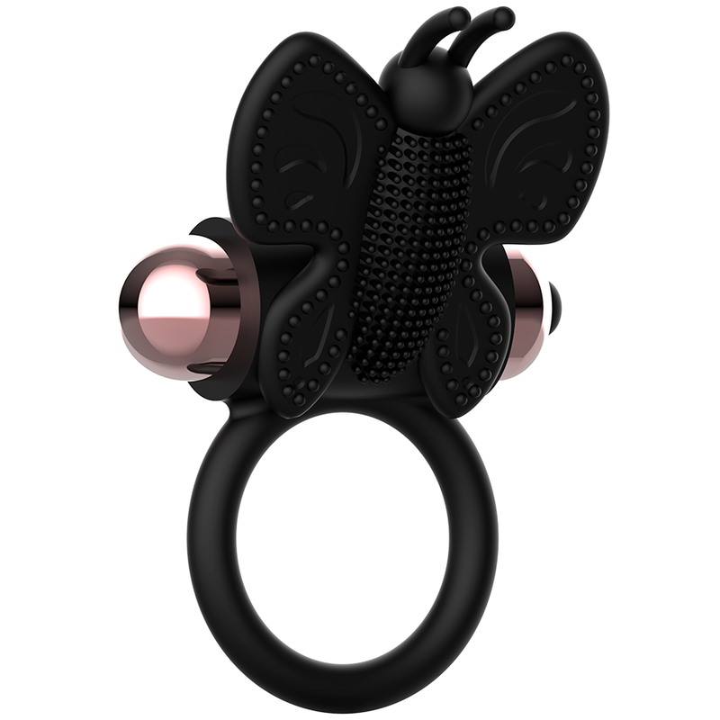 Coquette Toys - Cock Ring Butterfly With Vibrator Black/ Gold