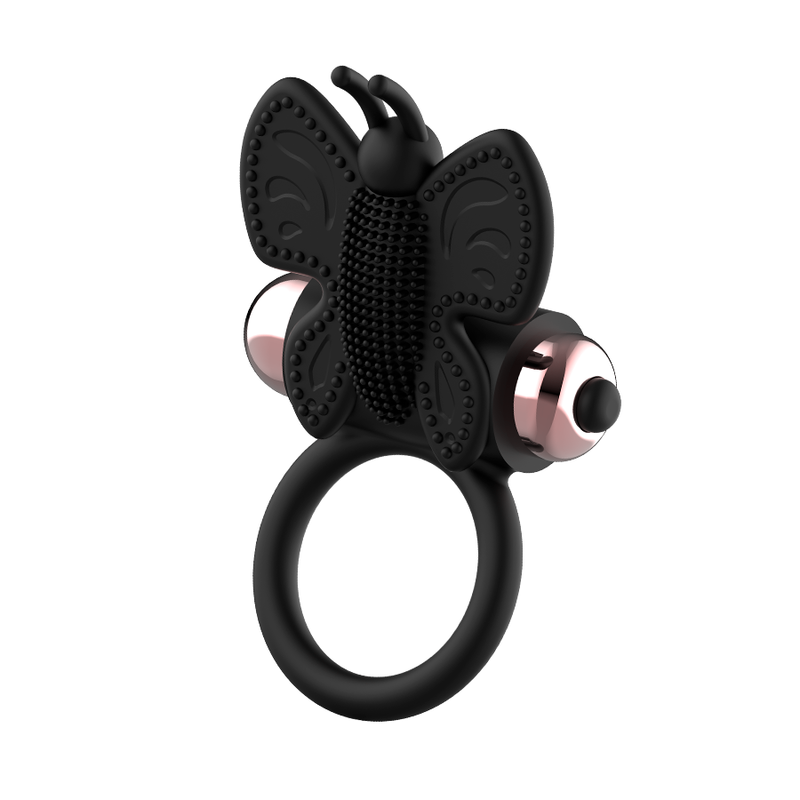 Coquette Toys - Cock Ring Butterfly With Vibrator Black/ Gold