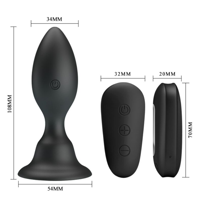 Mr Play - Anal Plug With Vibration Black Remote Control