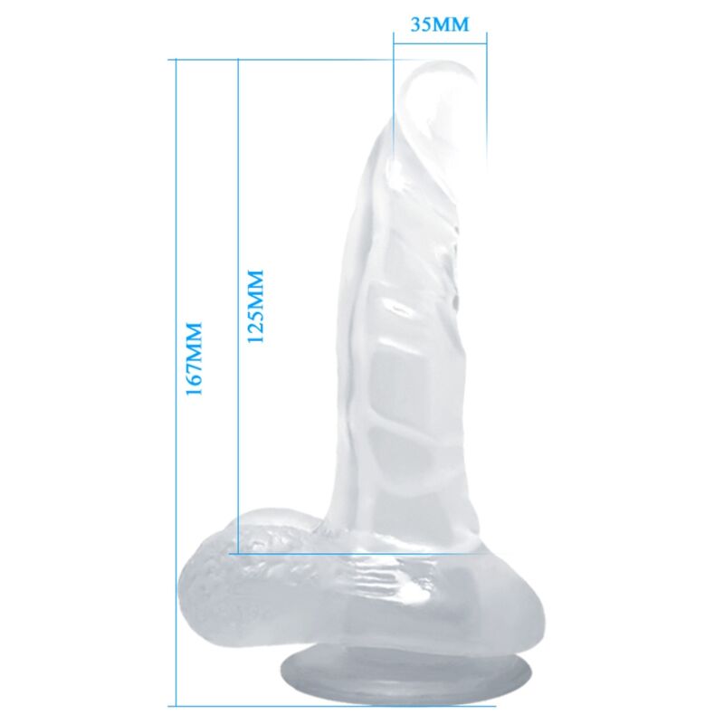 Baile - Realistic Dildo With Suction Cup And Testicles 16.7 Cm Transparent