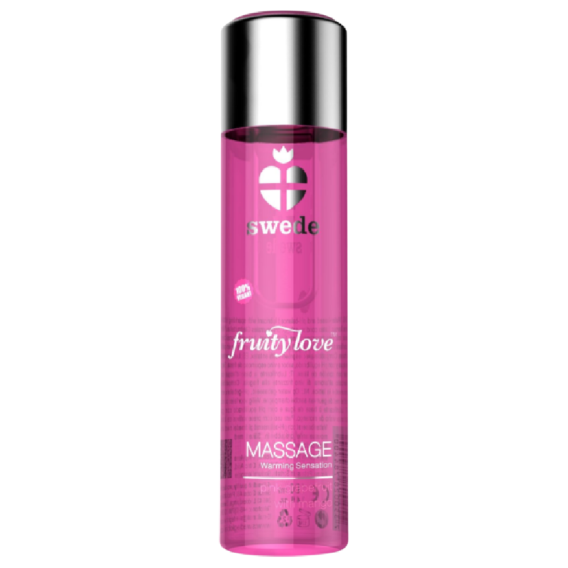 Swede - Fruity Love Warming Effect Massage Oil Pink Raspberry And Rhubarb 120 Ml