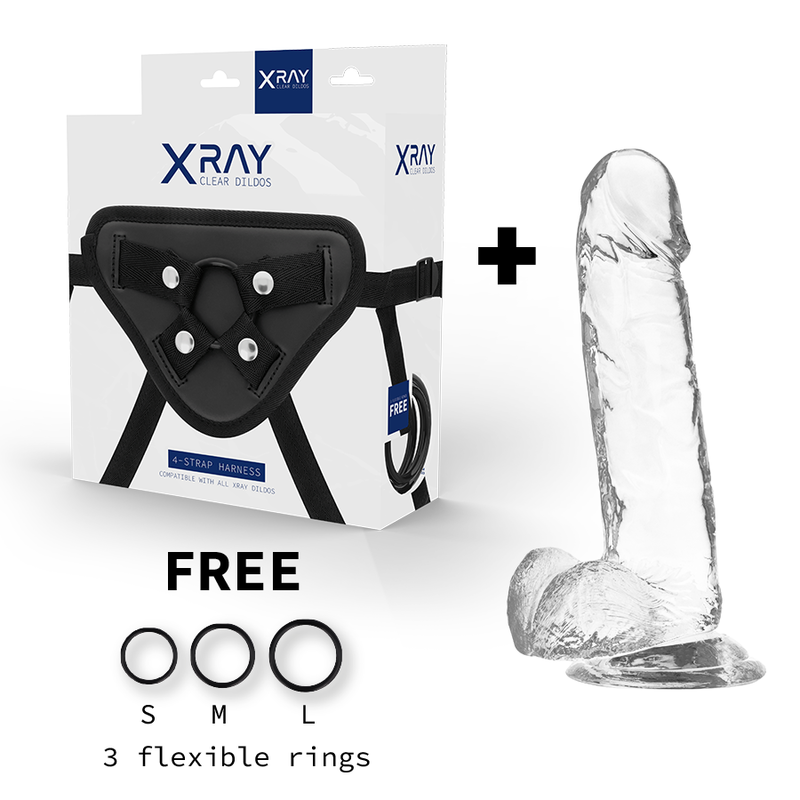 X Ray - Harness + Clear Cock With Balls 20 Cm -O- 4.5 Cm