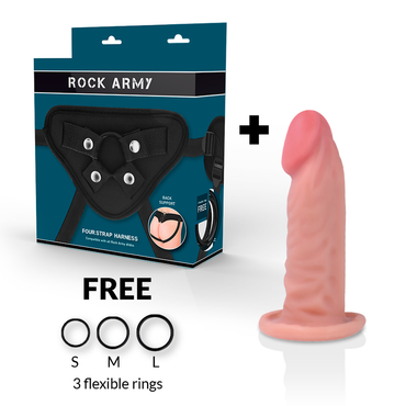 Rockarmy - Harness + Dual Density Tiger Realistic Dildo 14 Cm -O- 4.46 Cm