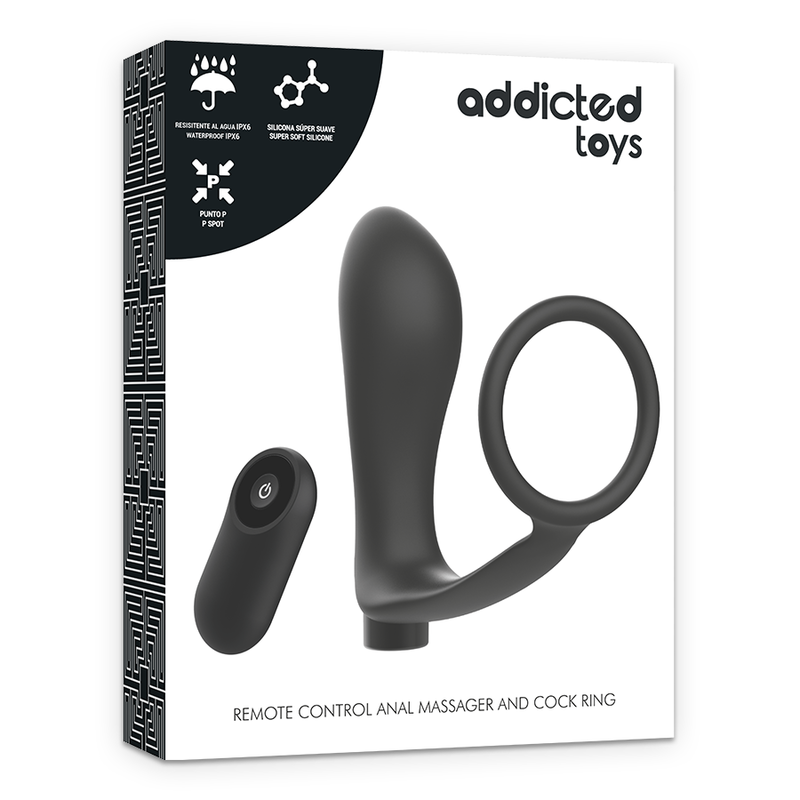 Discover intense pleasure with the Addicted Toys Penis Ring Anal Plug. This rechargeable toy offers dual stimulation with remote control convenience for creative play.5