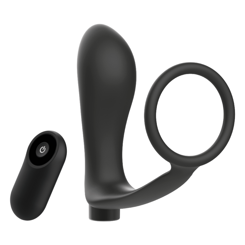 Discover intense pleasure with the Addicted Toys Penis Ring Anal Plug. This rechargeable toy offers dual stimulation with remote control convenience for creative play.2