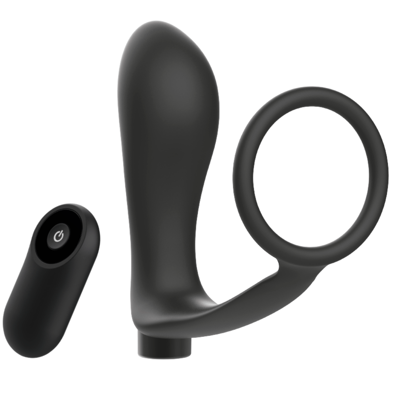 Discover intense pleasure with the Addicted Toys Penis Ring Anal Plug. This rechargeable toy offers dual stimulation with remote control convenience for creative play.1