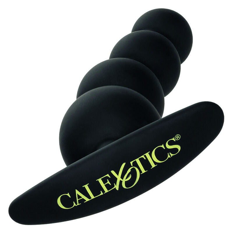 CalExotics Beaded Butt Plug offers a soft silicone design with flexible graduated beads and an easy-pull handle for thrilling, body-safe anal stimulation.3