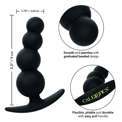 CalExotics Beaded Butt Plug offers a soft silicone design with flexible graduated beads and an easy-pull handle for thrilling, body-safe anal stimulation.6