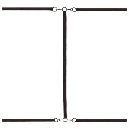 CalExotics Boundless Bed Restraint features 4 adjustable cuffs, under-bed tethers, plush lining, and swivel clasps for comfortable and secure bondage play.3