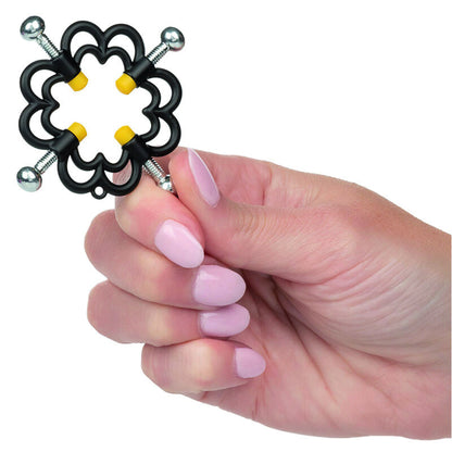 CalExotics Boundless Nipple Grips offer 4-point screw adjustment, nickel-free high-resistance metal, and electric grip tips for thrilling pain and pleasure play.5